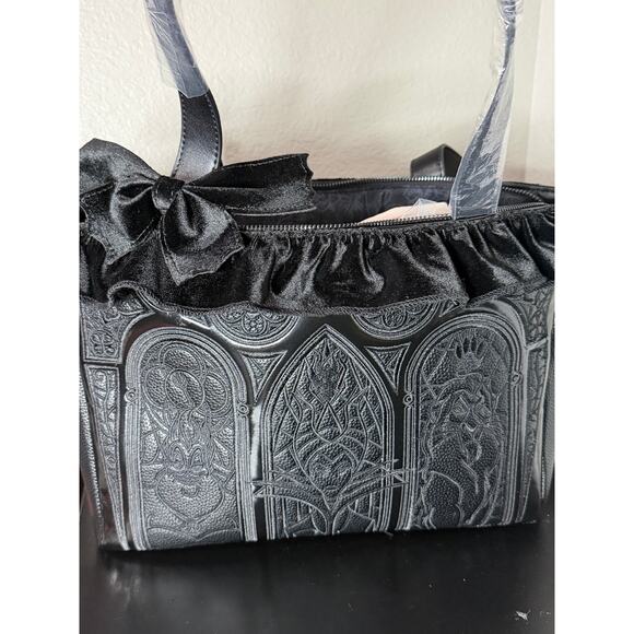 Loungefly Disney Villains Stained Glass Windows Black Tote Crossbody Bag NWT - Picture 7 of 7
